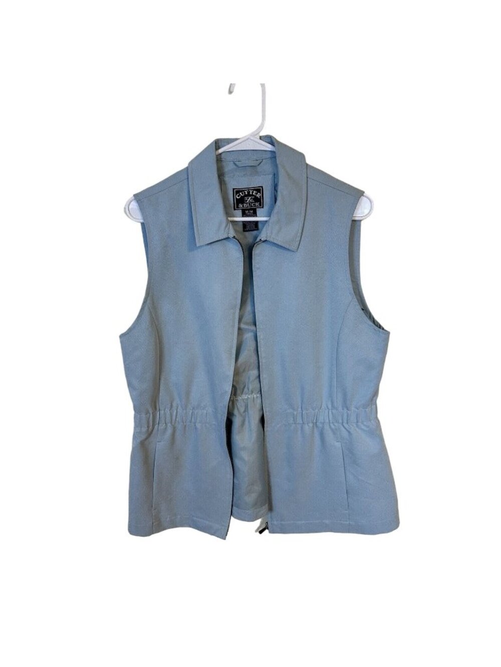 Cutter & Buck Womens Light Blue Zip Up Vest Pockets Golf Medium
